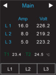 Amp, Volt, Temperature - PDU Power Meter Screen - 3-Phase PDU