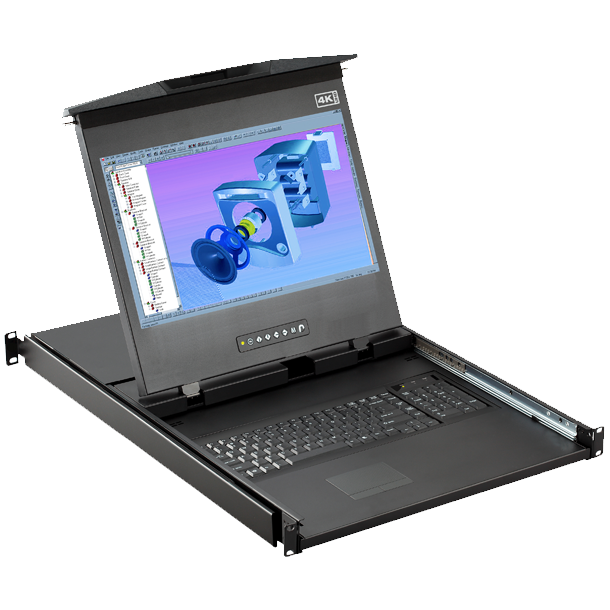 DK117 - 1U Dual Slide 17" 4K LCD Console Drawer