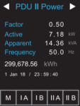 Power Factor, Active Power, Apparent Power, Frequency - PDU 2 Power Meter Screen - 1-Phase Dual Feed Intelligent PDU