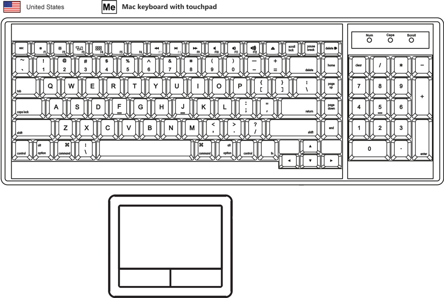 Mac keyboard with touchpad