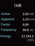 Power Factor, Active Power, Apparent Power, Frequency - PDU Power Meter Screen - MK PDU