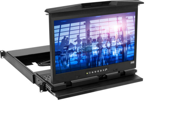 DK1417 - 1U Dual Slide Ultra Short Depth 17" 4K LCD Console Drawer